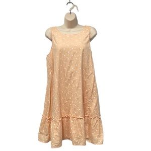 LOFT Shift Women Dress Embroidered Sleeveless A-line Mini Sz M‎ Peach Fairy core